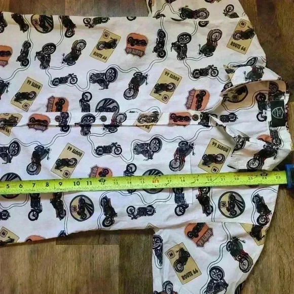 Apuom Route 66 Motorcycle Short-Sleeve Buttondown Shirt Size Small - Picture 6 of 6